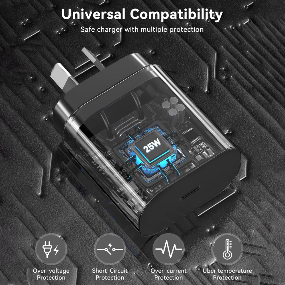 25W Fast Wall Charger with Lightning to USB-C cable