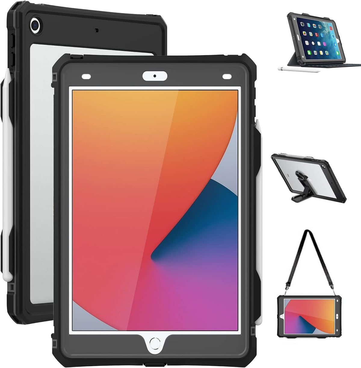 Shellbox Waterproof Case with Stand and Strap for iPad 10.2" 9th Gen