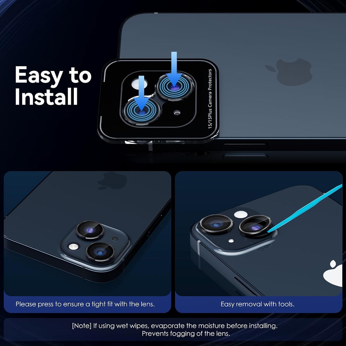 Camera Lens Protector Alloy Frame for iPhone 15 Plus
