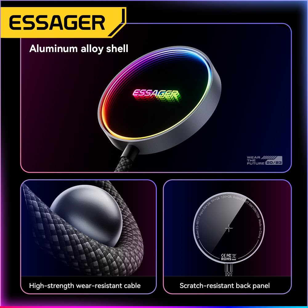 Magnetic Wireless Charger 15W (Magsafe Compatible) Rainbow - Essager