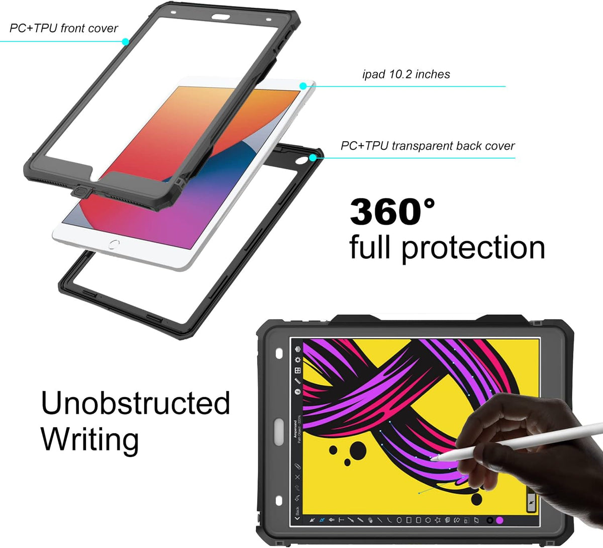 Shellbox Waterproof Case with Stand and Strap for iPad 10.2" 9th Gen
