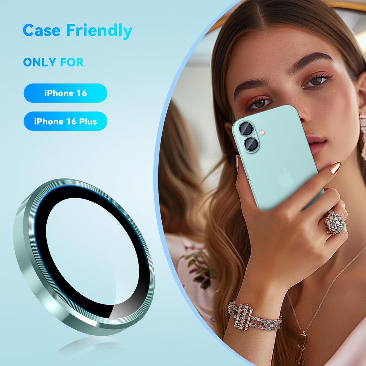 Camera Lens Protector Alloy Frame for iPhone 16