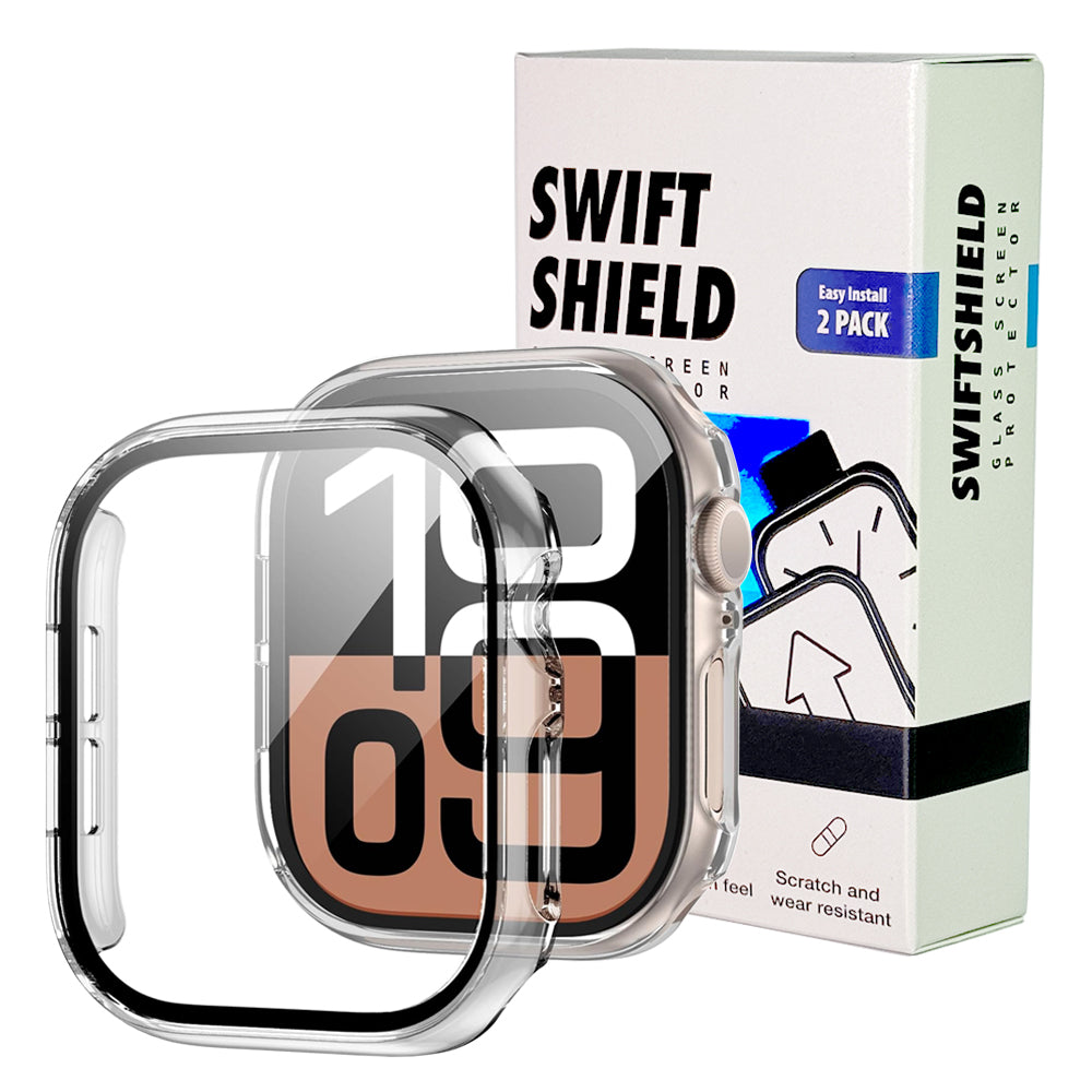 Apple Watch Series 11 (46mm) Case with Glass Screen Protector by SwiftShield (2 Pack - Clear)