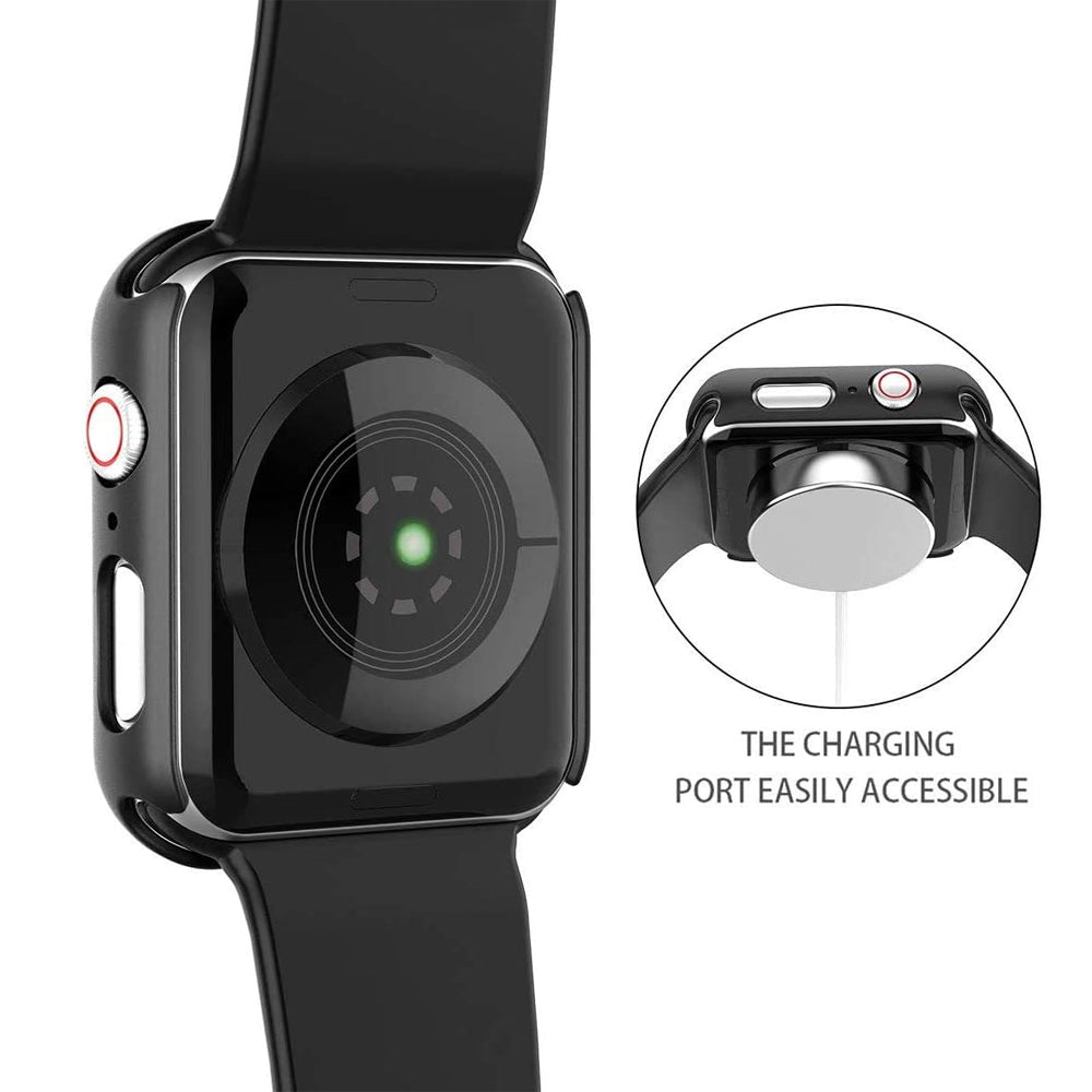 Apple Watch SE Series 3 40mm Case with Glass Screen Protector by SwiftShield (2 Pack - Black)