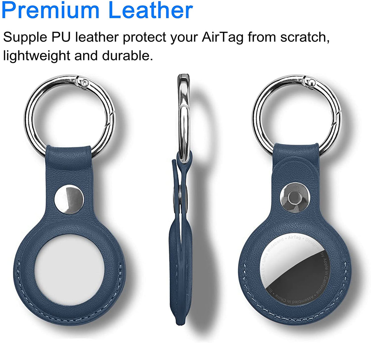 Leather Case for Apple AirTag with Keyring