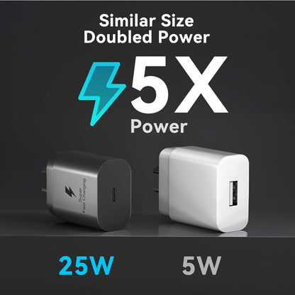 25W Fast Wall Charger with Lightning to USB-C cable