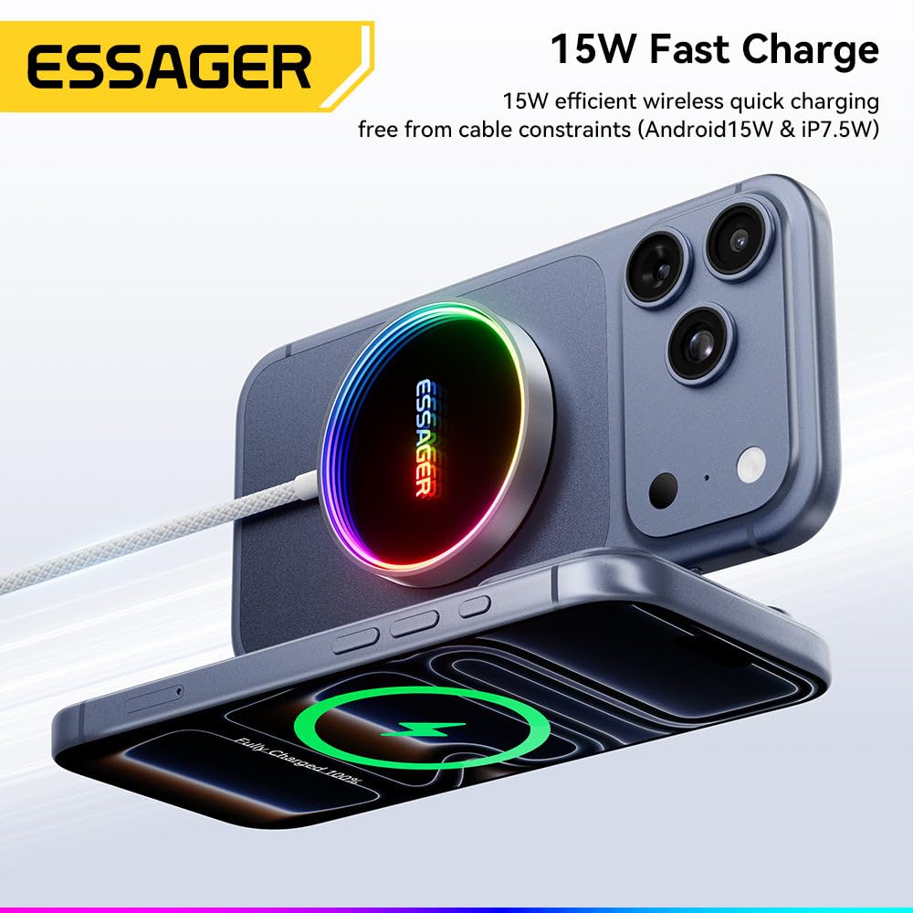 Magnetic Wireless Charger 15W (Magsafe Compatible) Rainbow - Essager