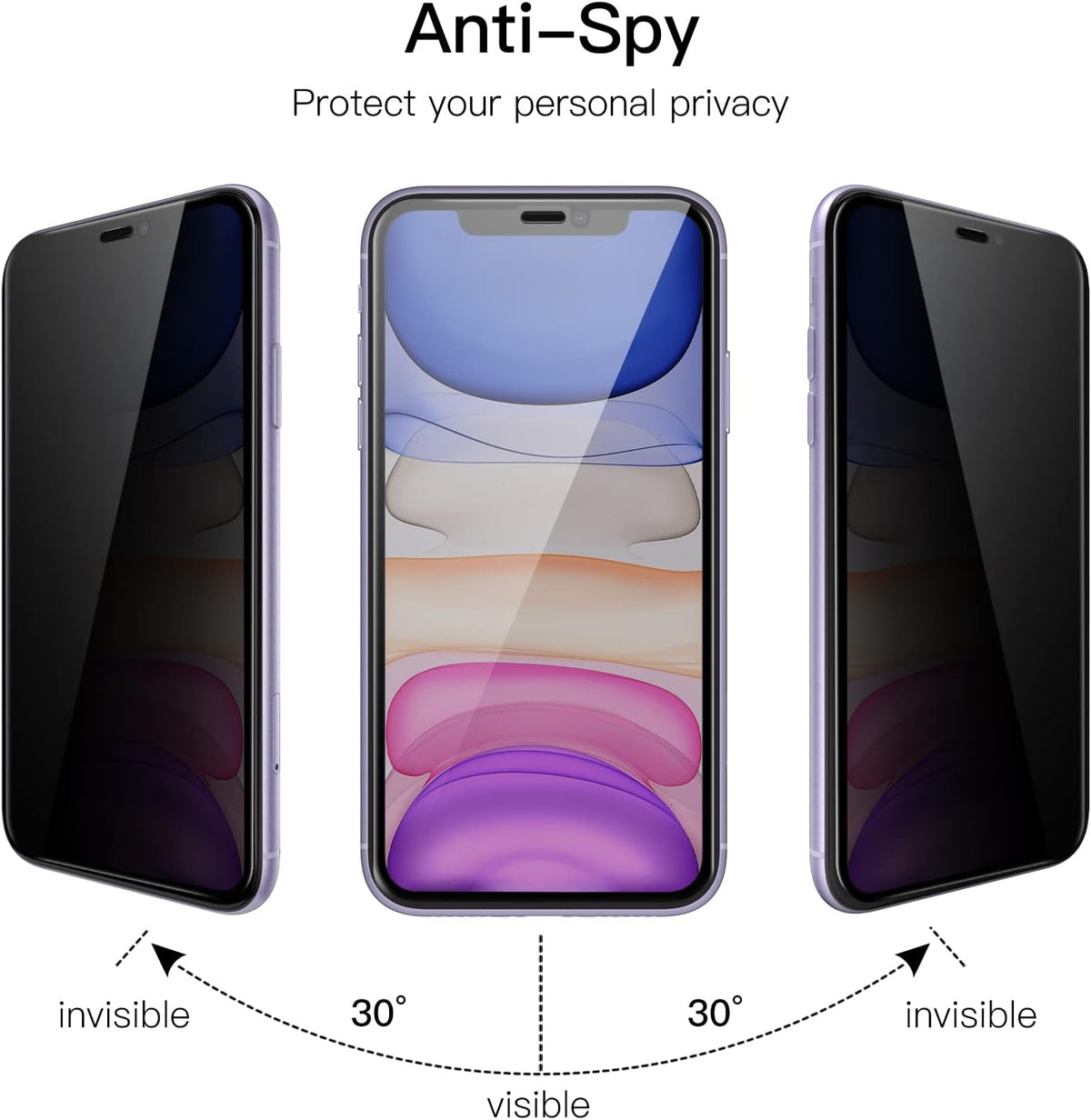 iPhone 11 Tempered Glass Screen Protector [2-Pack] with Easy Alignment Frame – Privacy, Premium by SwiftShield