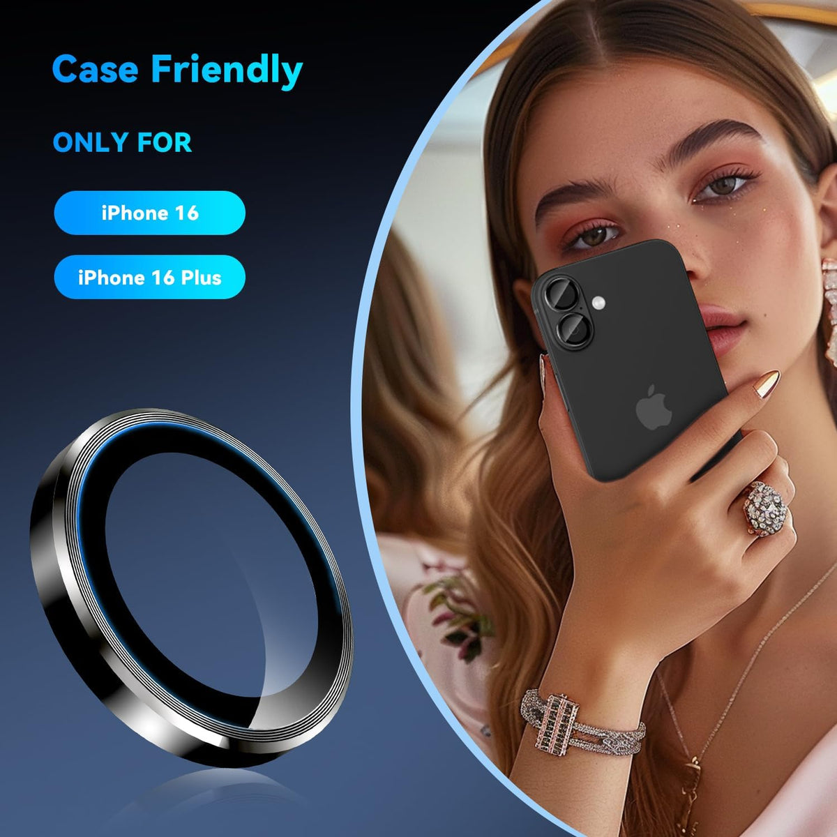 Camera Lens Protector Alloy Frame for iPhone 16