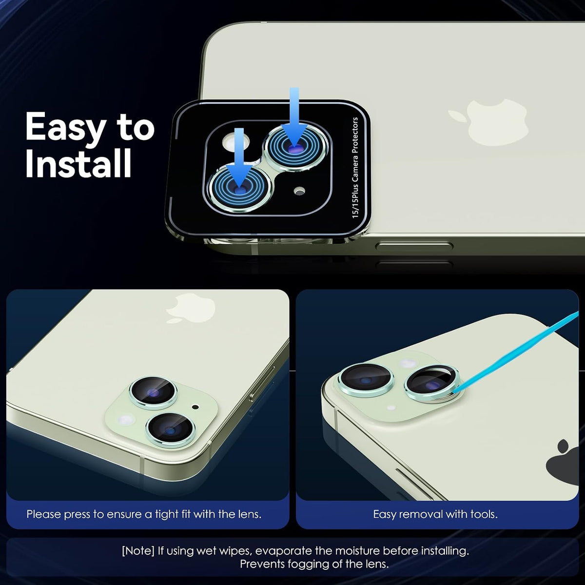 Camera Lens Protector Alloy Frame for iPhone 15 Plus