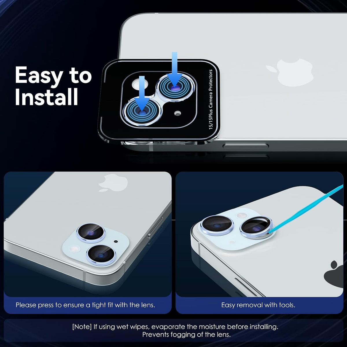 Camera Lens Protector Alloy Frame for iPhone 15 Plus