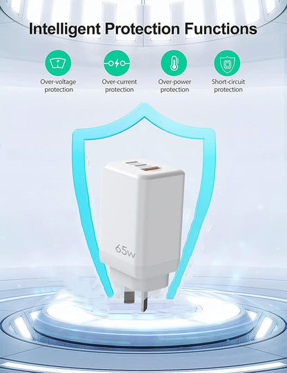 65W Superfast compatible Wall Charger with USB-C Cable