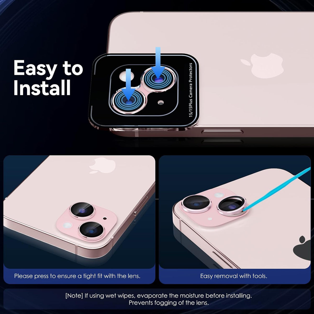 Camera Lens Protector Alloy Frame for iPhone 15 Plus