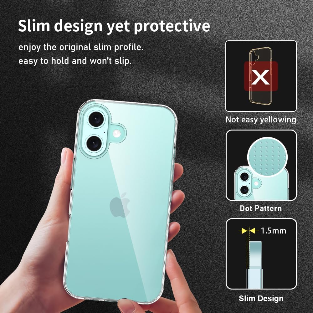 Clear Thin Case for iPhone 16 Plus
