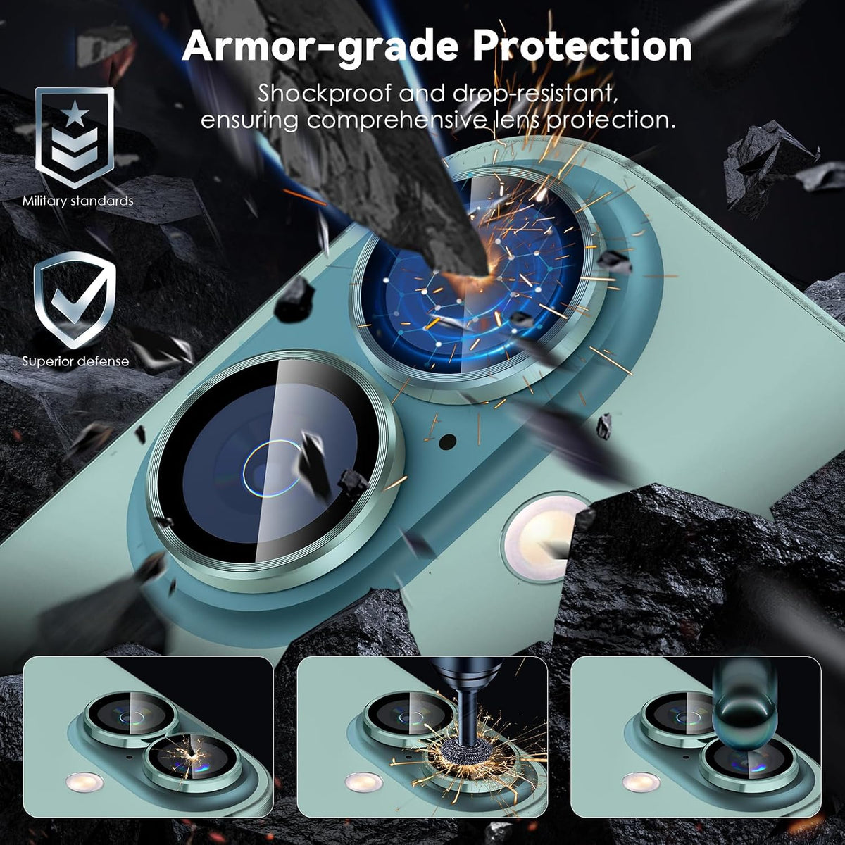 Camera Lens Protector Alloy Frame for iPhone 16