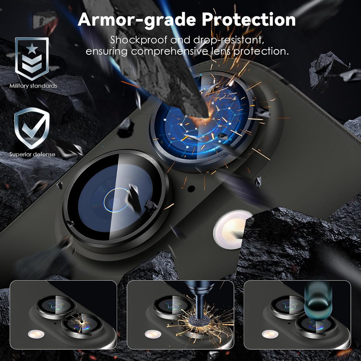 Camera Lens Protector Alloy Frame for iPhone 16