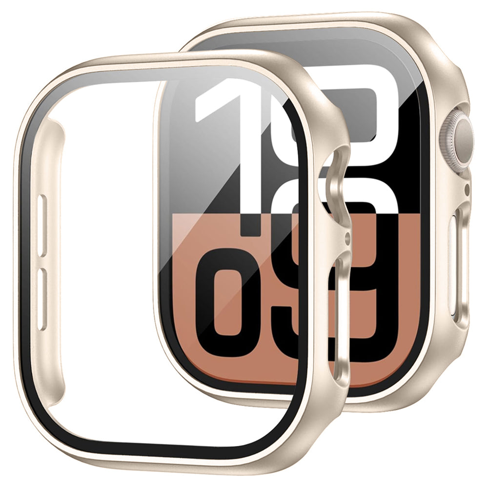 Apple Watch Series 11 (46mm) Case with Glass Screen Protector by SwiftShield (2 Pack - Gold Titanium)