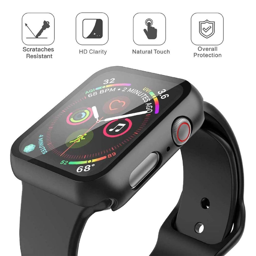 Apple Watch SE Series 3 40mm Case with Glass Screen Protector by SwiftShield (2 Pack - Black)