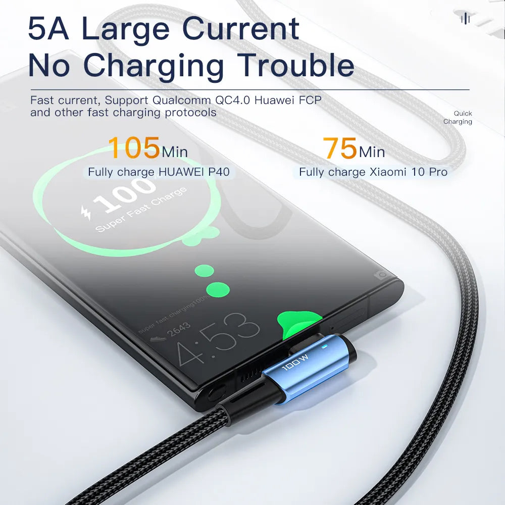 USB-C to USB-C Right Angle cable 100W - Essager