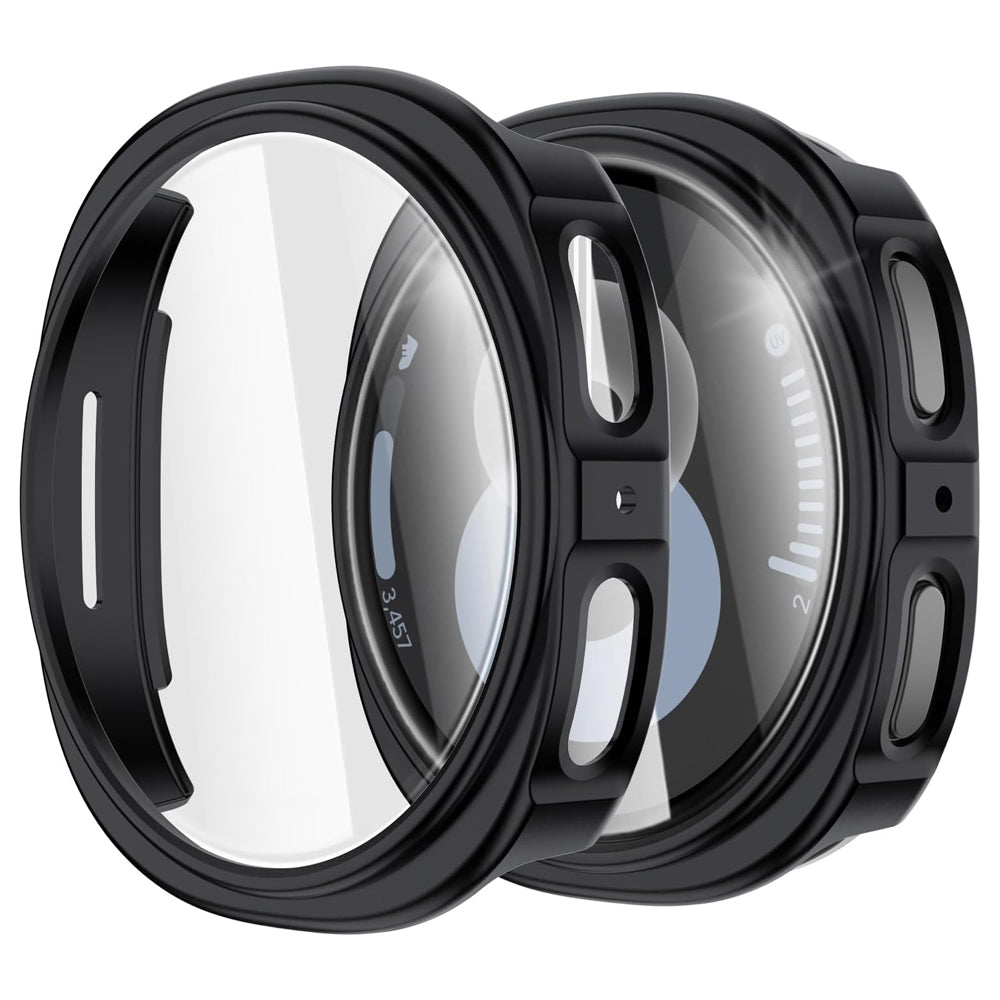 Samsung Galaxy Watch 8 40mm Case with Glass Screen Protector by SwiftShield (2 Pack - Black + Clear)