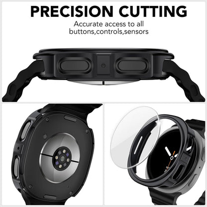Samsung Galaxy Watch 9 40mm Case with Glass Screen Protector by SwiftShield (2 Pack - Black + Clear)