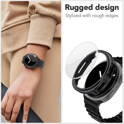 Samsung Galaxy Watch 9 40mm Case with Glass Screen Protector by SwiftShield (2 Pack - Black + Clear)