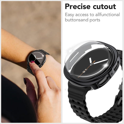 Samsung Galaxy Watch 9 40mm Case with Glass Screen Protector by SwiftShield (2 Pack - Black + Clear)