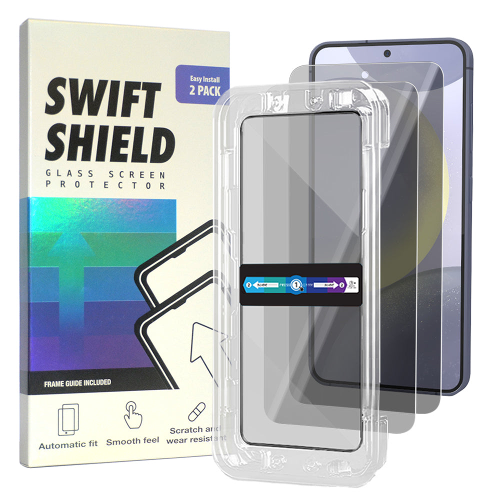 Samsung Galaxy S24 Tempered Glass Screen Protector [2-Pack] with Easy Alignment Frame – Privacy, Premium by SwiftShield