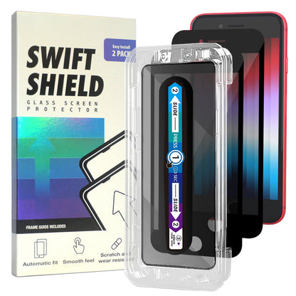 iPhone 7 Tempered Glass Screen Protector [2-Pack] with Easy Alignment Frame – Privacy, Premium by SwiftShield