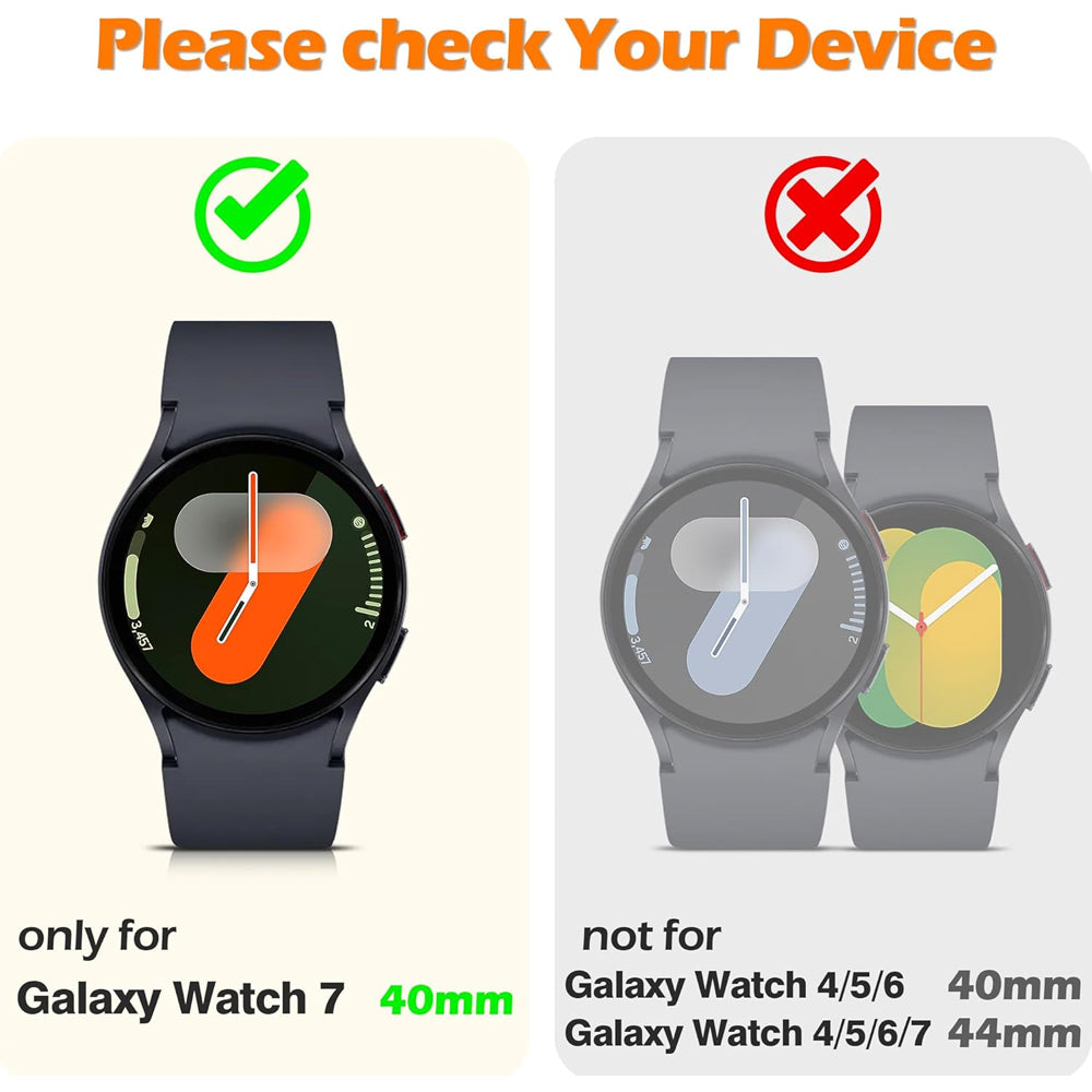 Samsung Galaxy Watch 7 40mm Case with Glass Screen Protector by SwiftShield (2 Pack - Clear)
