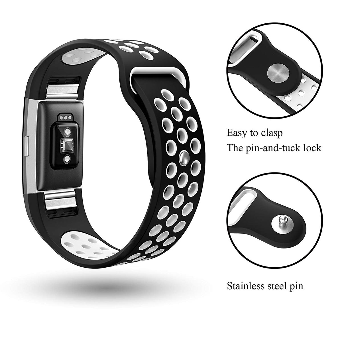 Rubber Sports Strap for Fitbit Charge 2